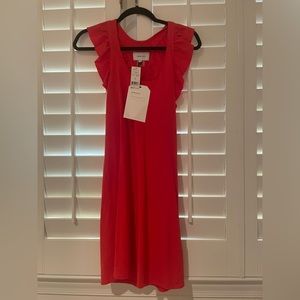 NWT current Elliot size 0 red lightweight dress w ruffles on razor back
